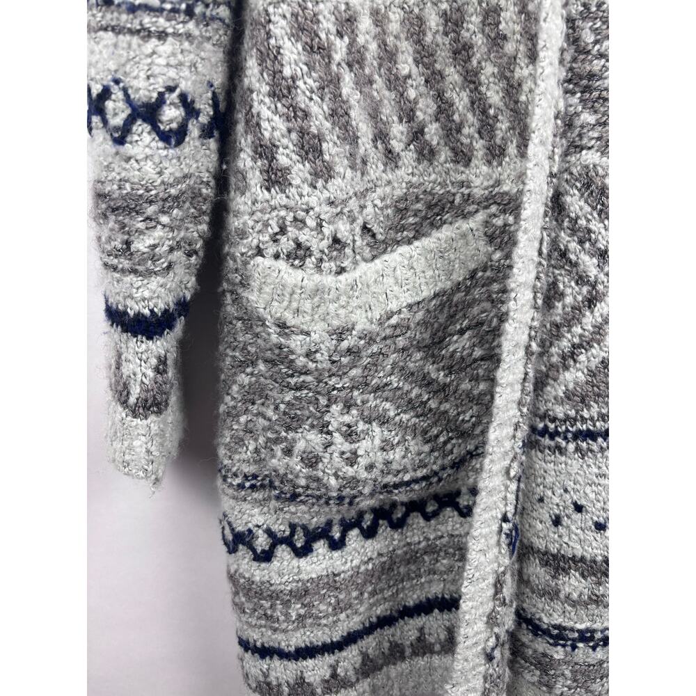Lucky Brand Gray Blue Silver Hooded Knit Cardigan Sweater Coat Small - Picture 3 of 11